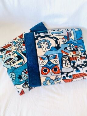 Vintage Hilasal Fernando Llort Art La Palma Beach Towel Pair El Salvador Cotton